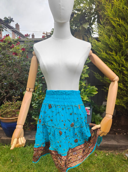Boho sari beach skirt - Turquoise 
