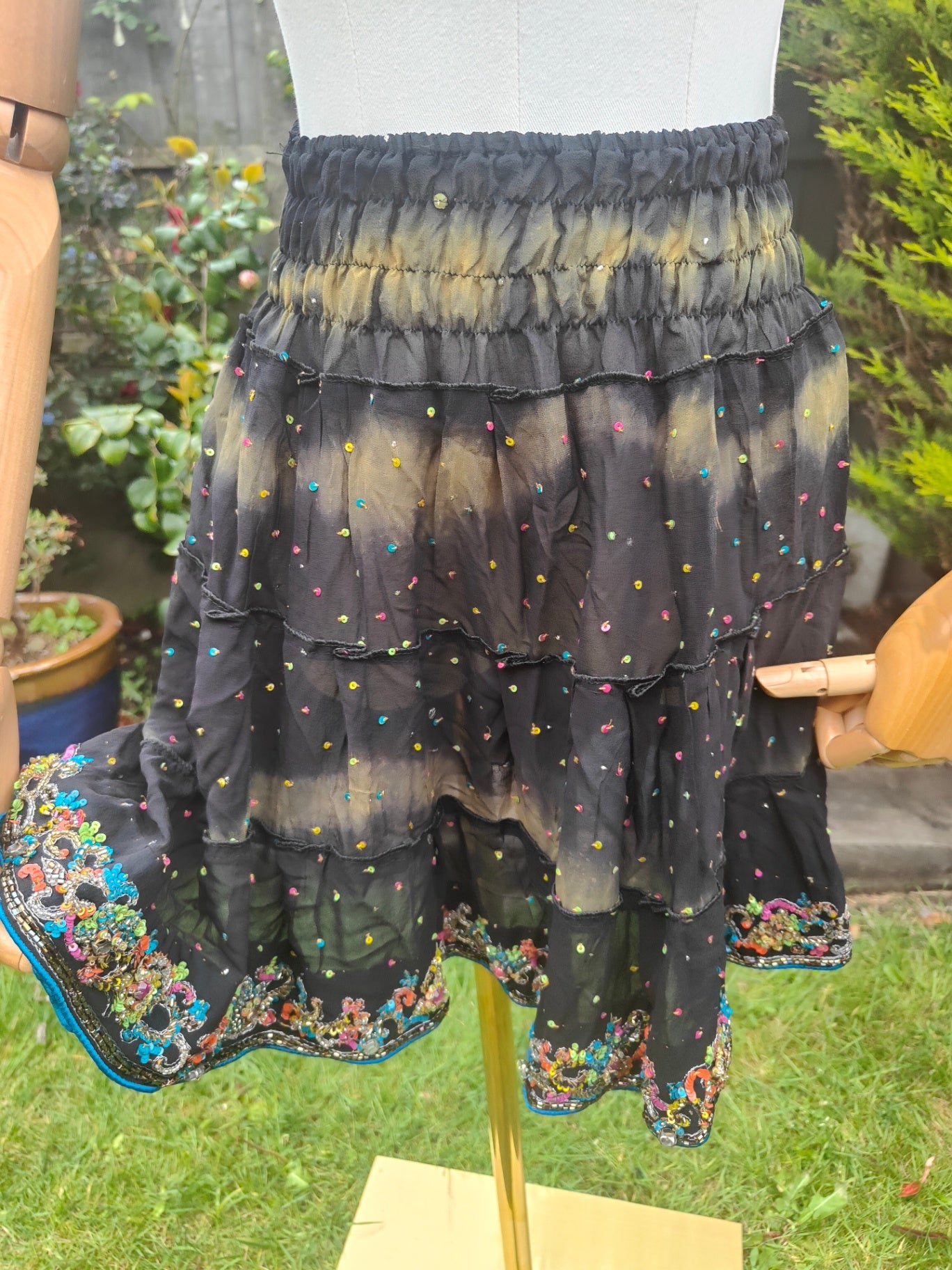 Boho sari beach skirt - jewel black 