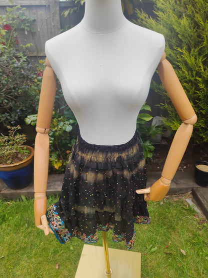 Boho sari beach skirt - jewel black 