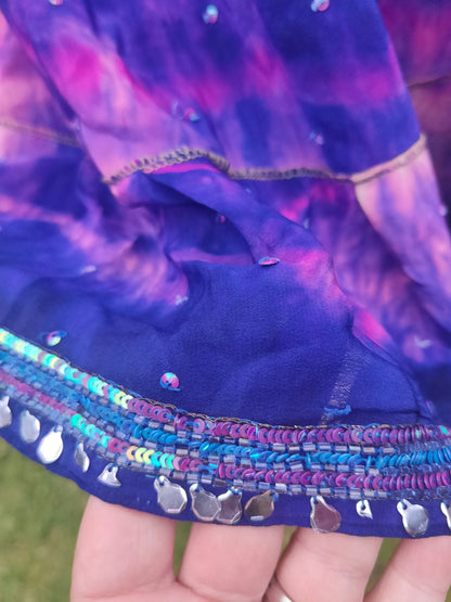 Boho sari beach skirt - pink purple