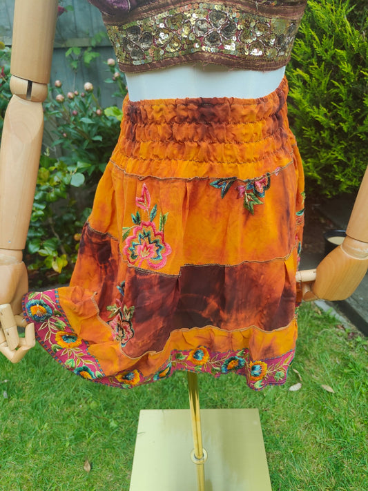 Boho sari beach skirt -Orange