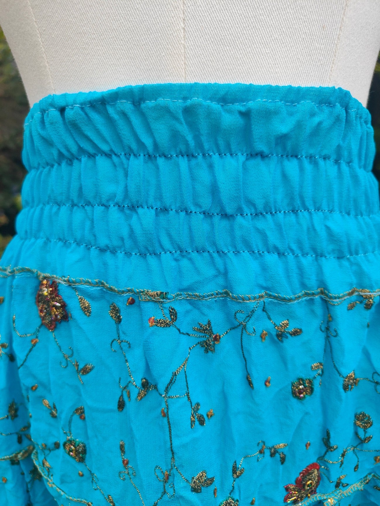 Boho sari beach skirt - Turquoise 