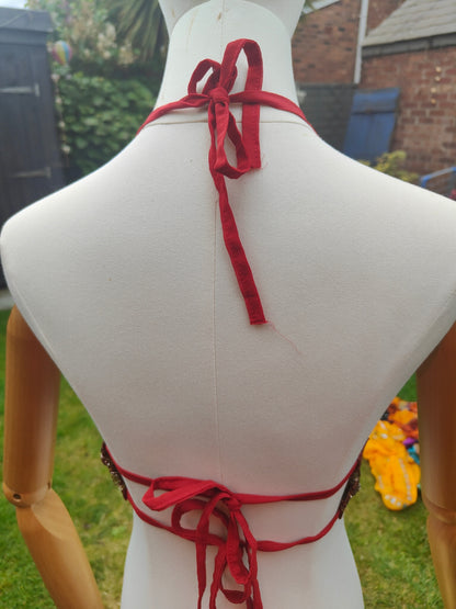 Jewelled bralette halter neck top -unique -two tone