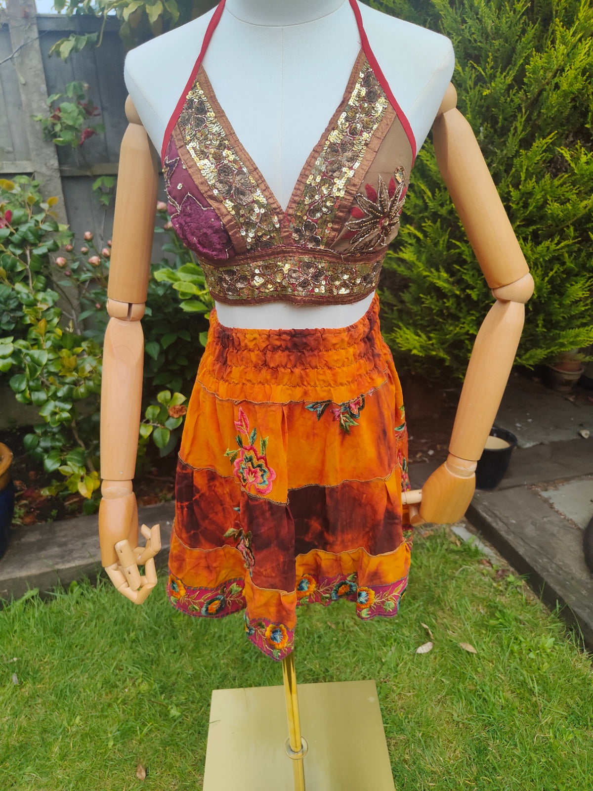Boho sari beach skirt -Orange