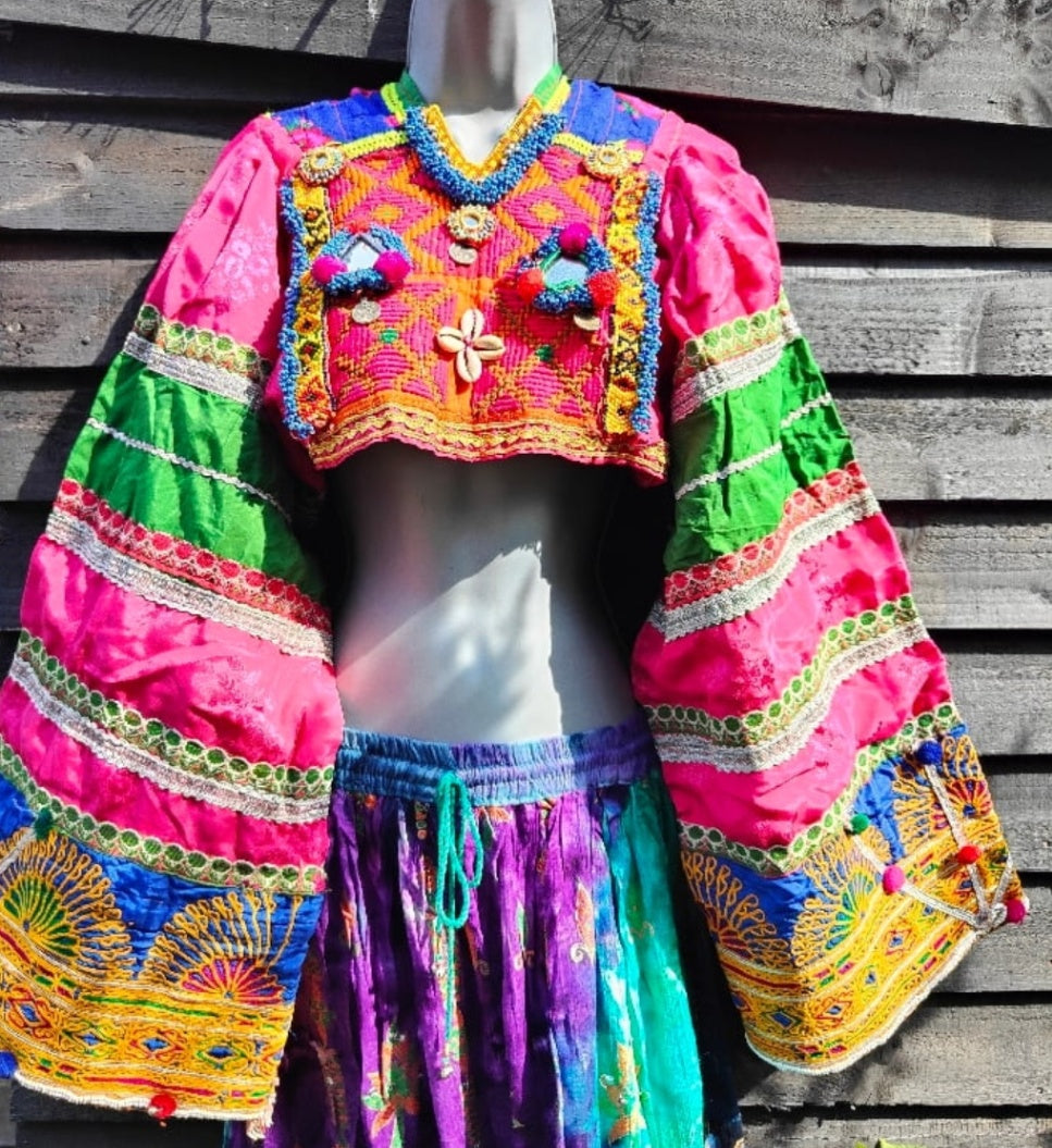 Vintage Afghani Bohemian Top - rare find - 4-10 uk
