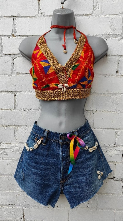 Jewel Bralette Halter neck top -unique Shell details