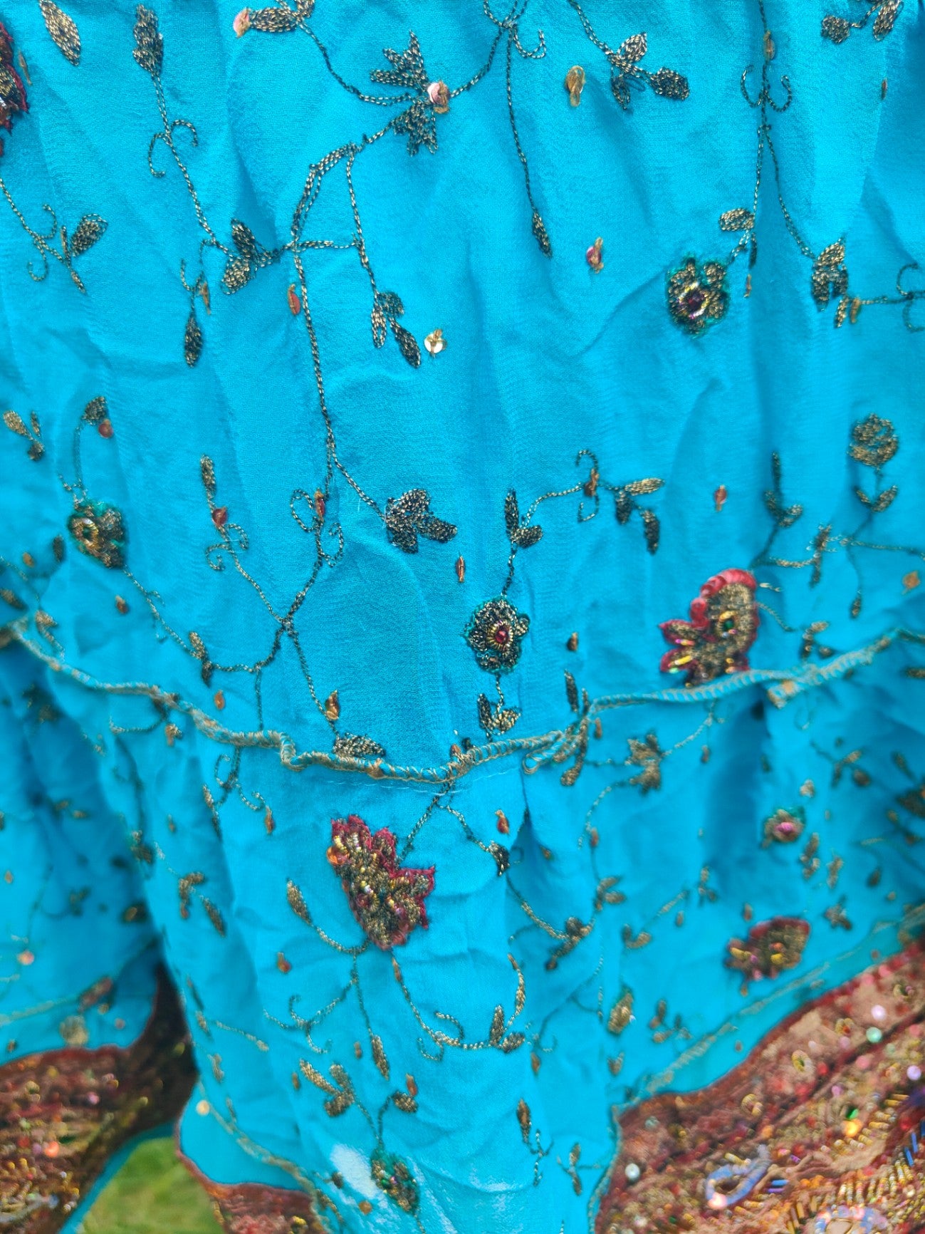 Boho sari beach skirt - Turquoise 