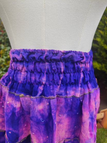 Boho sari beach skirt - pink purple