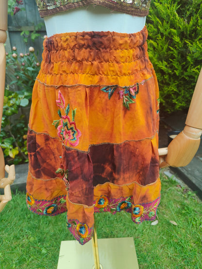 Boho sari beach skirt -Orange