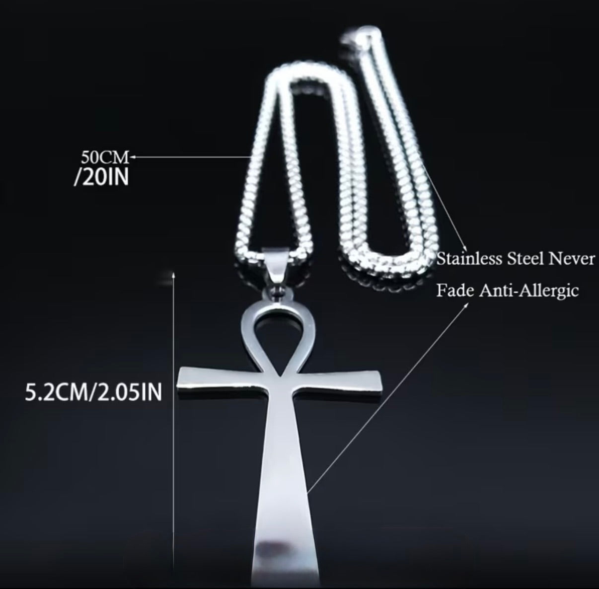 Silver Ritual Ankh Stainless Steel Necklace