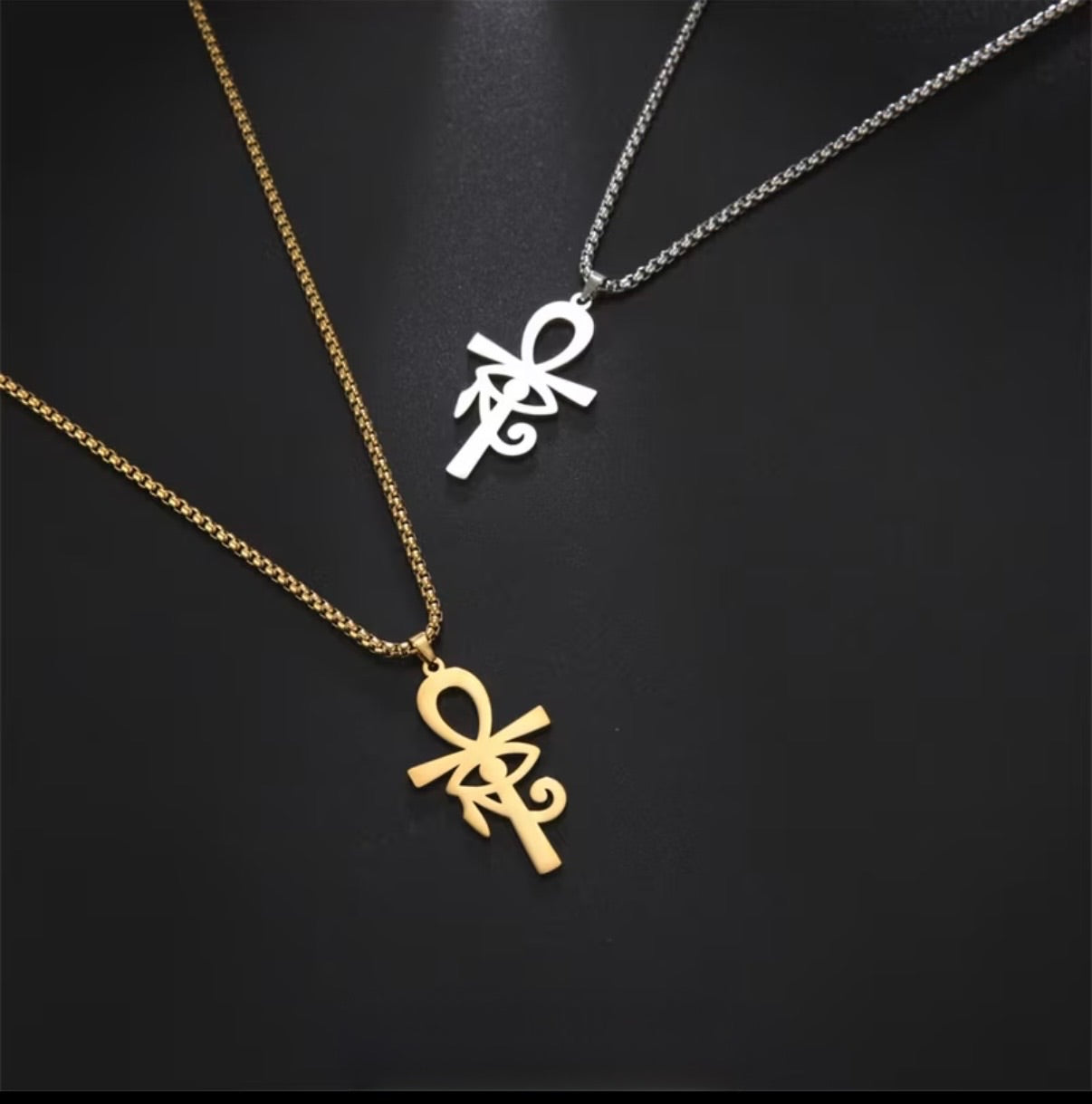    Silver Eye of Eternity Ankh Stainless Steel Necklace