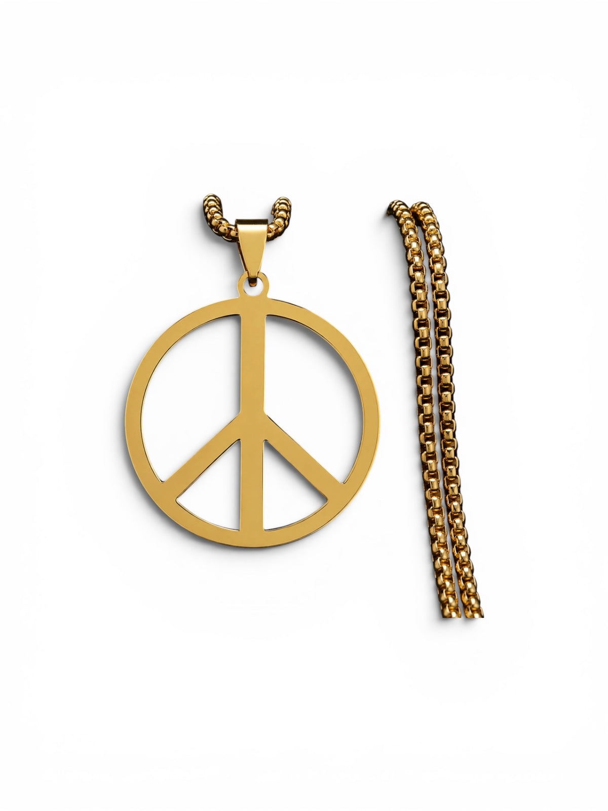 Gold Peace Sign Necklace Stainless Steel