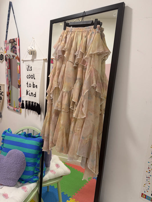 Rainbow tie dye Maxi Skirt