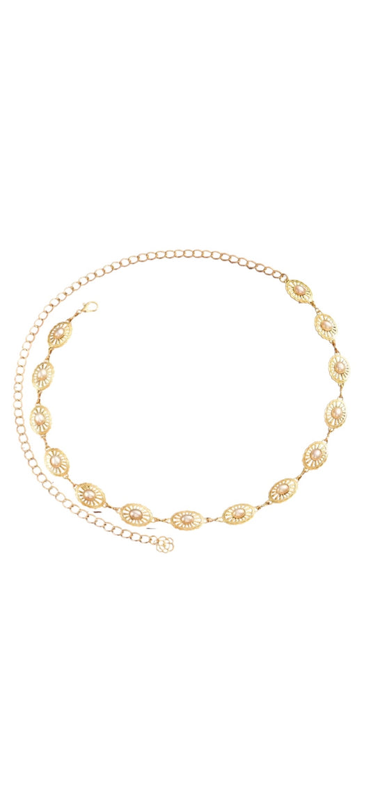 Boho Stone Chain Belt Gold 