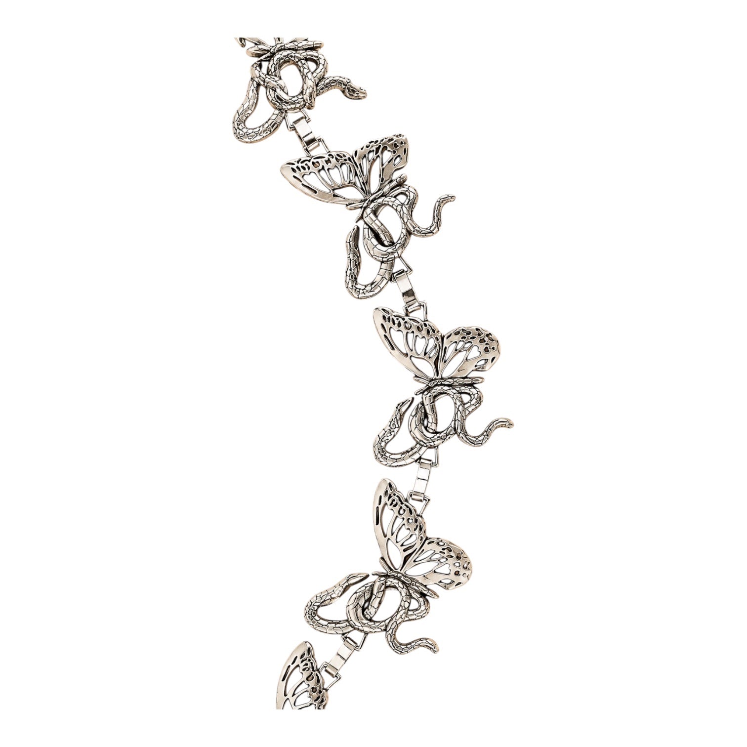 Silver Butterfly Snake Chain Belt