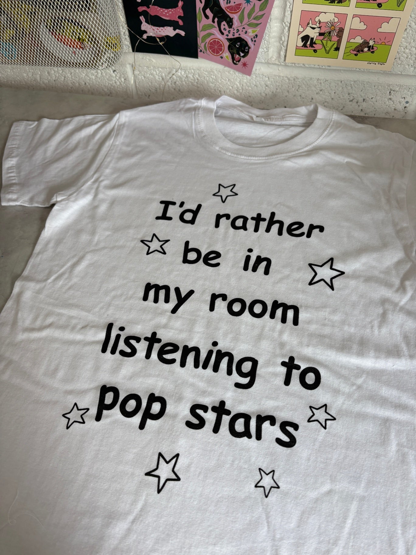 I'd Rather Be In My Room Listening To Pop Stars White T-Shirt - SMALL