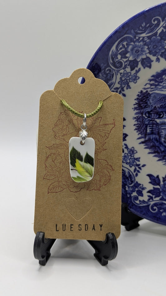 Pendant on Cord | Made from Vintage Plates 