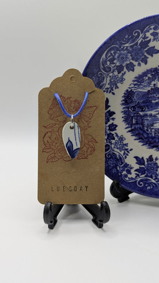Pendant on Cord | Made from Vintage Plates 