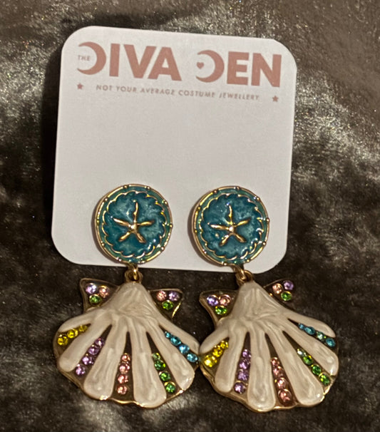 Rainbow shell earrings