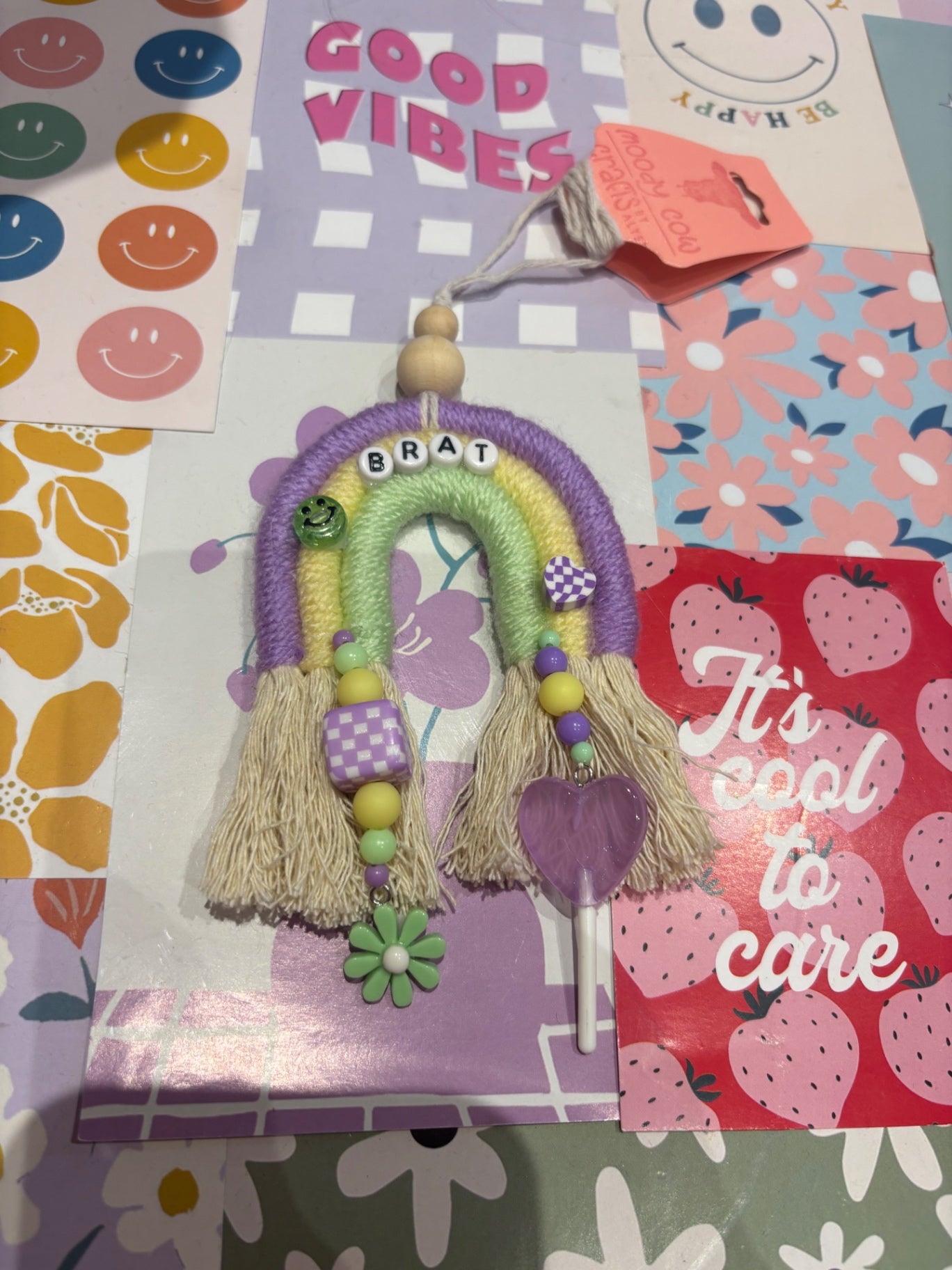 Yellow/lilac Brat Car Charm 