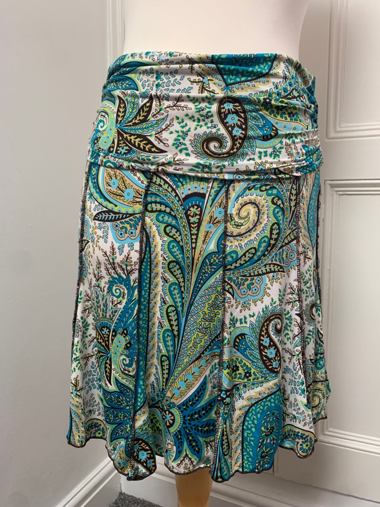 paisley print fold-over skirt 