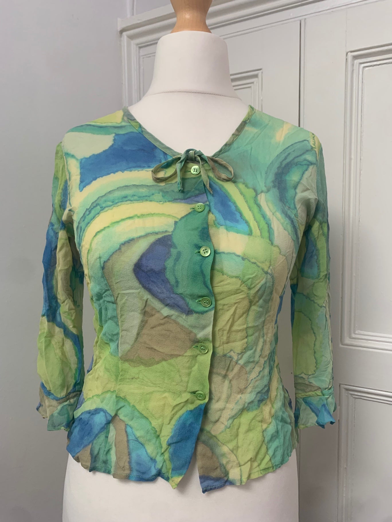 sheer colourful button up top