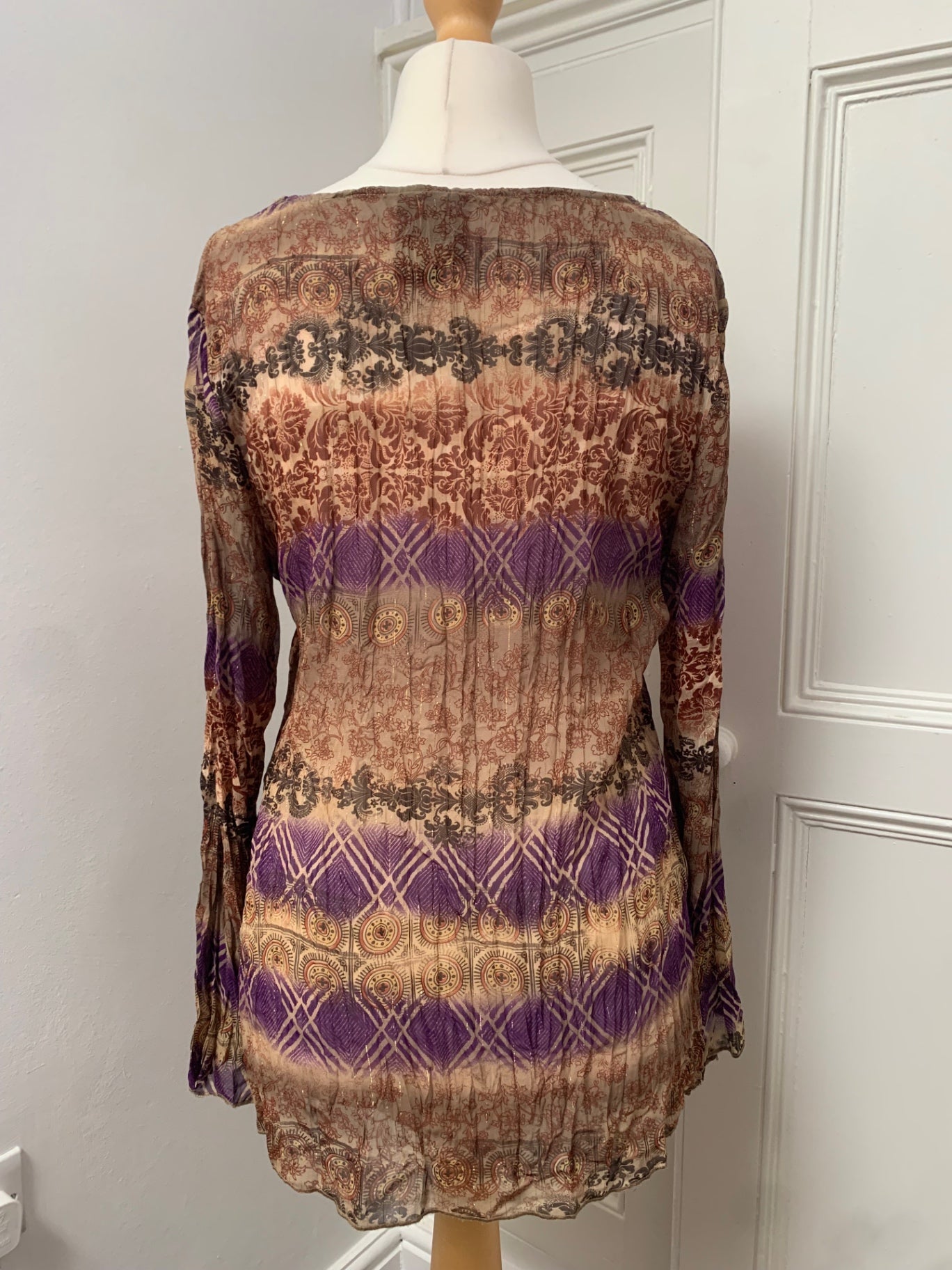 brown & purple sheer top