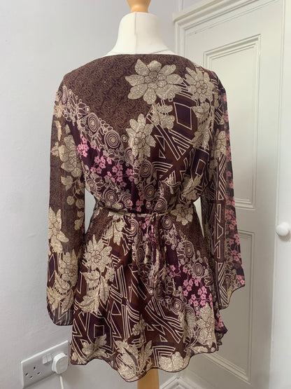 brown floral fairy top