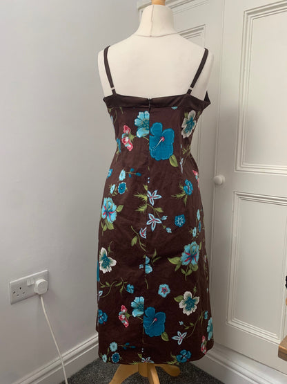 97% cotton brown floral dress