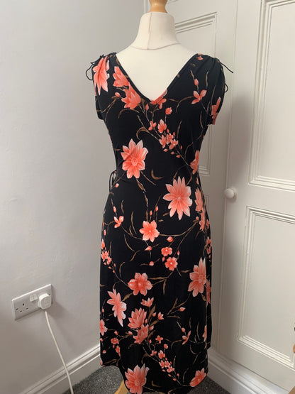 black floral tie up dress