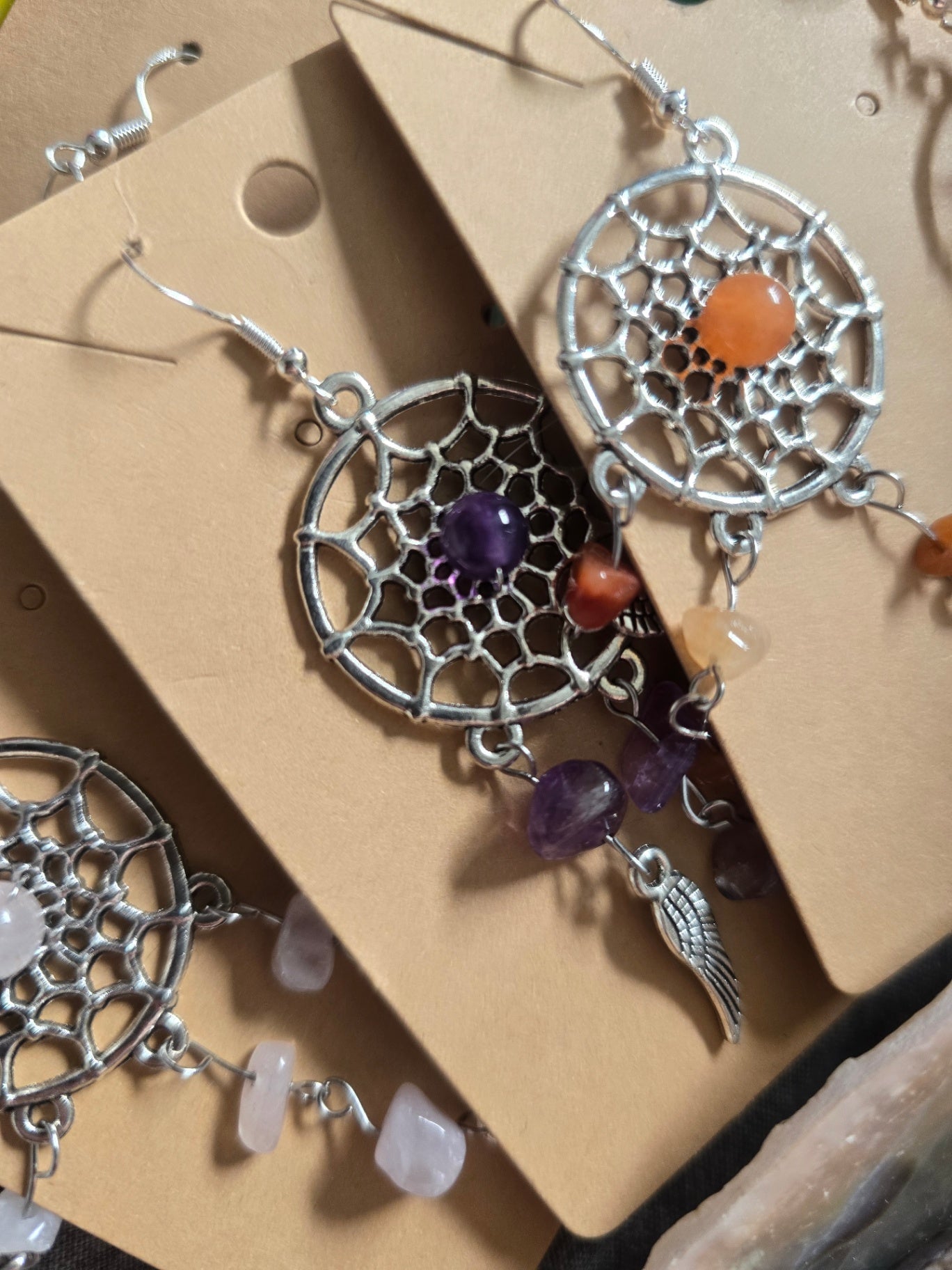 Crystal dream catcher earrings 