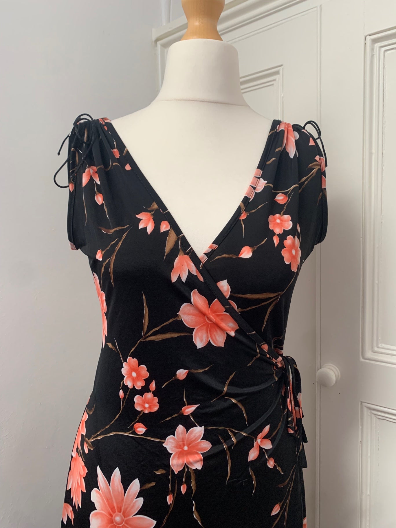 black floral tie up dress