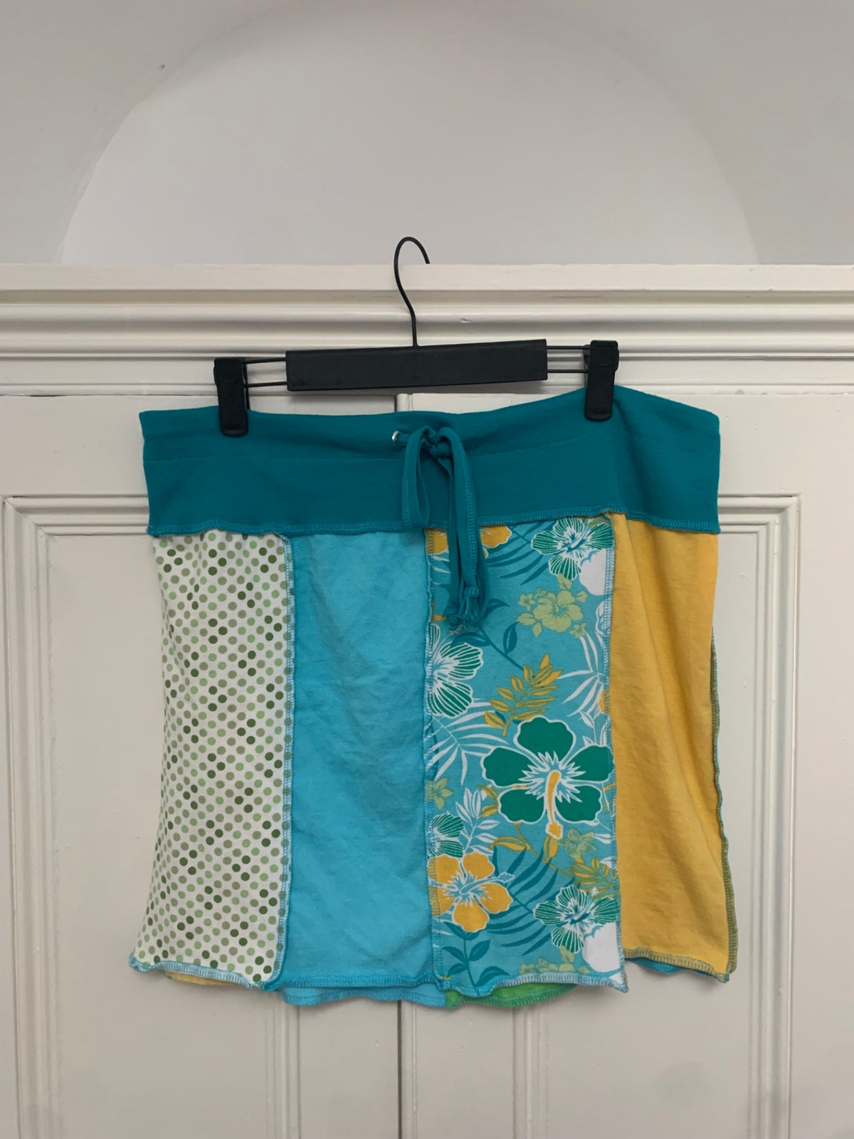 patchwork drawstring skirt