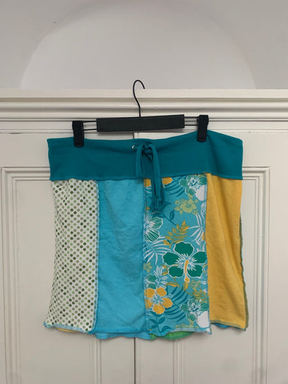patchwork drawstring skirt