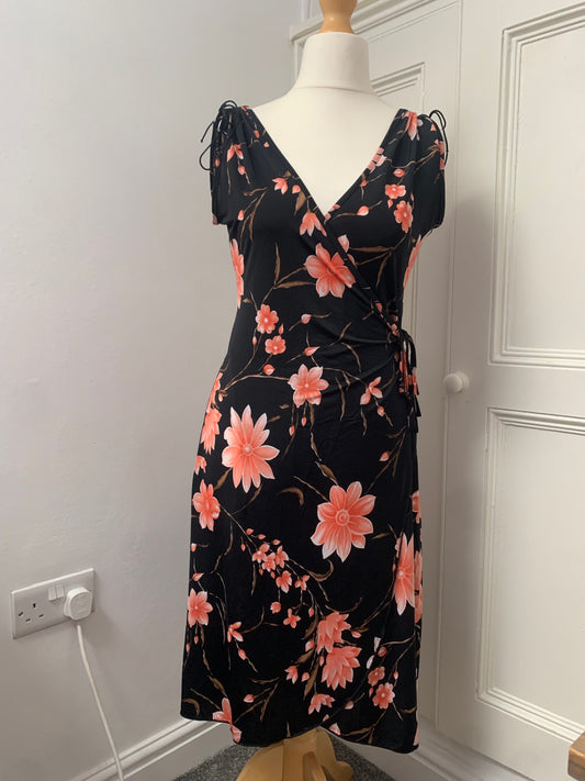 black floral tie up dress