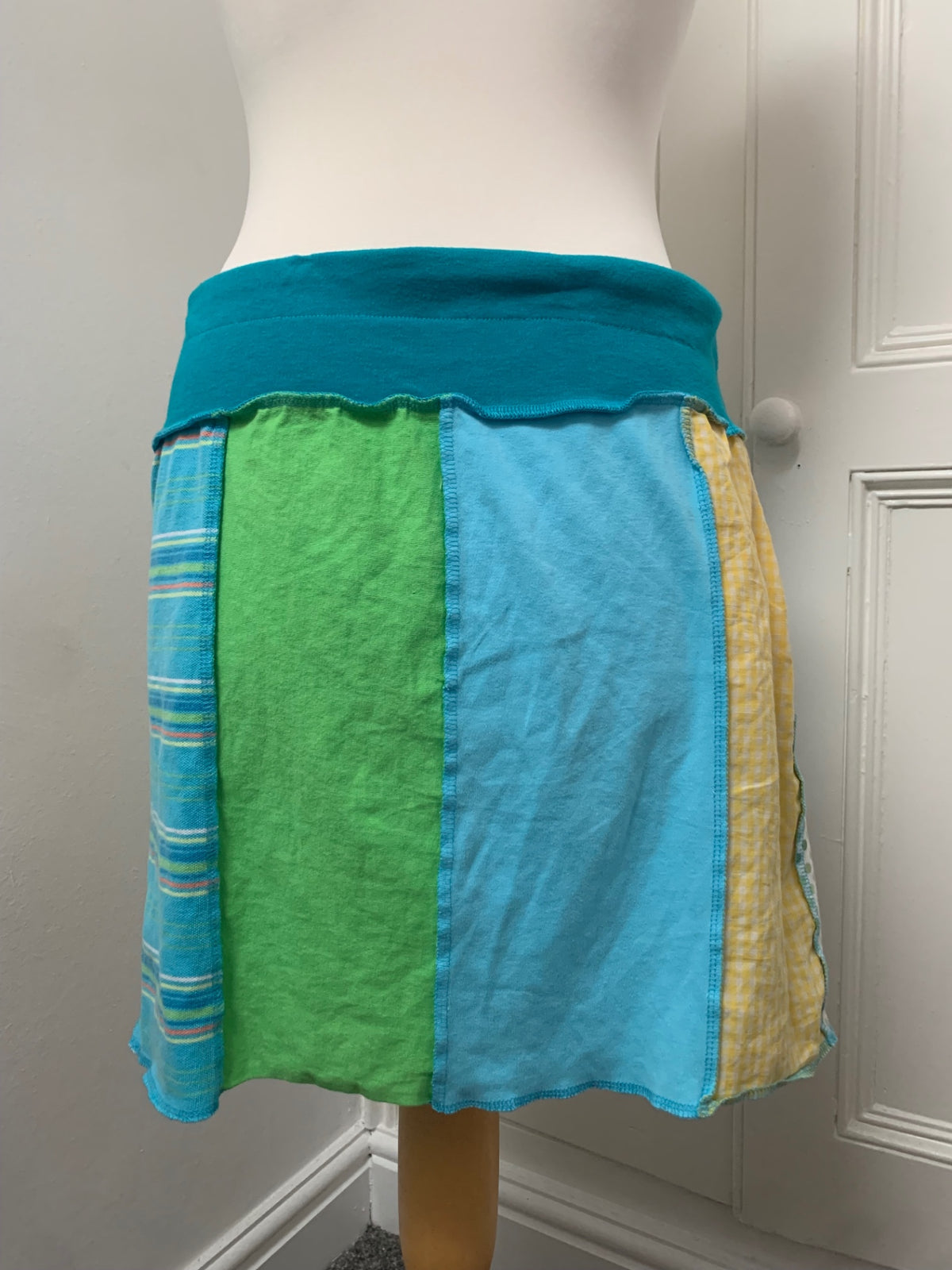 patchwork drawstring skirt