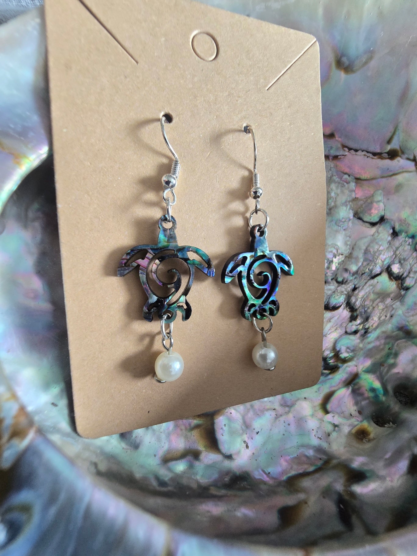 Abalone turtle earrings 