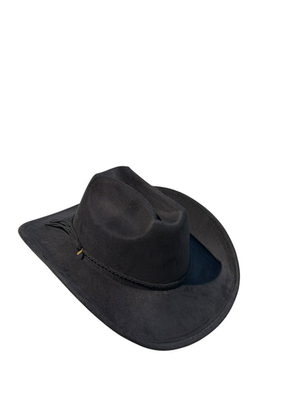 Black Suede Style Cowboy Hat Adjustable