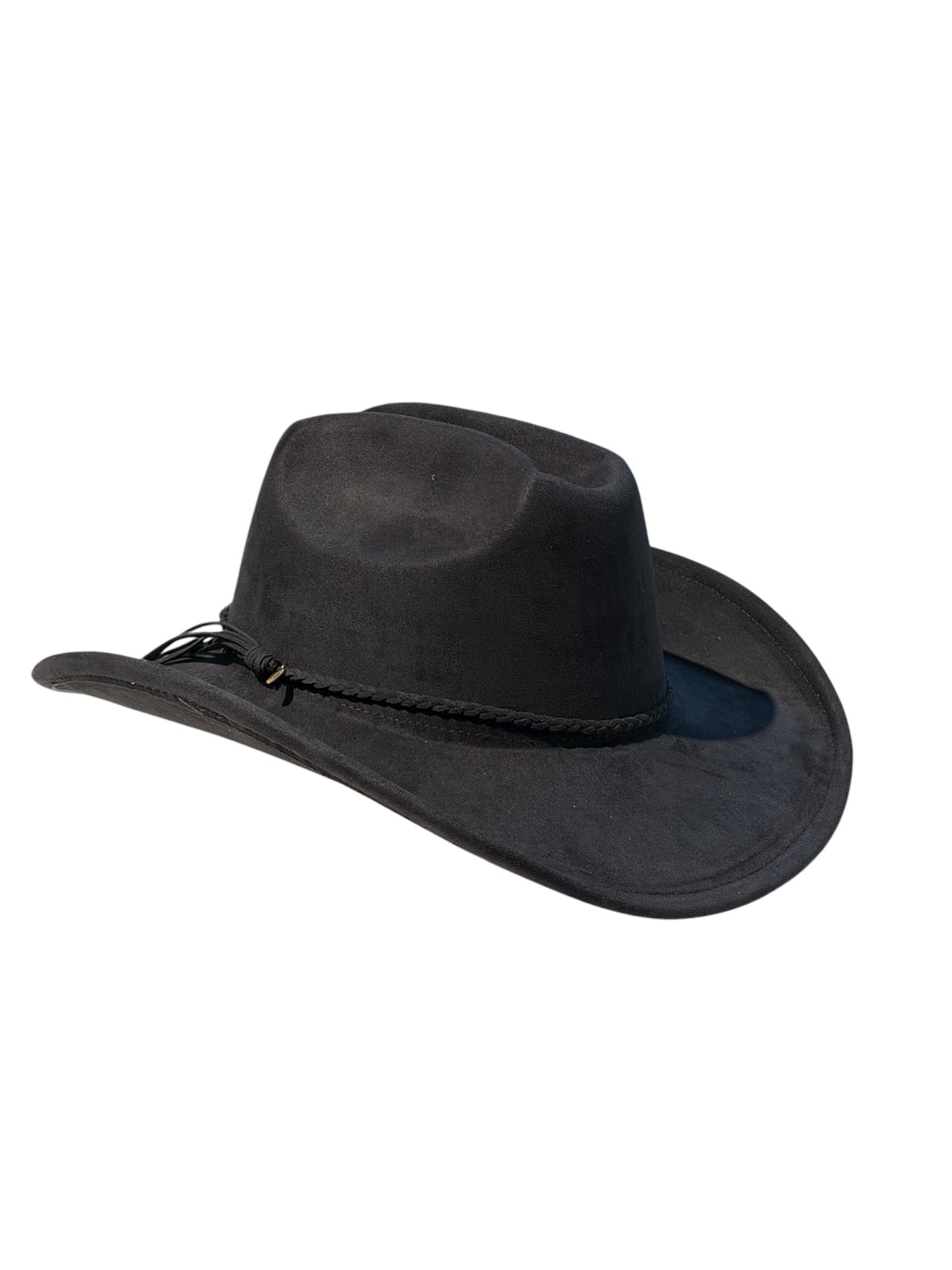 Black Suede Style Cowboy Hat Adjustable
