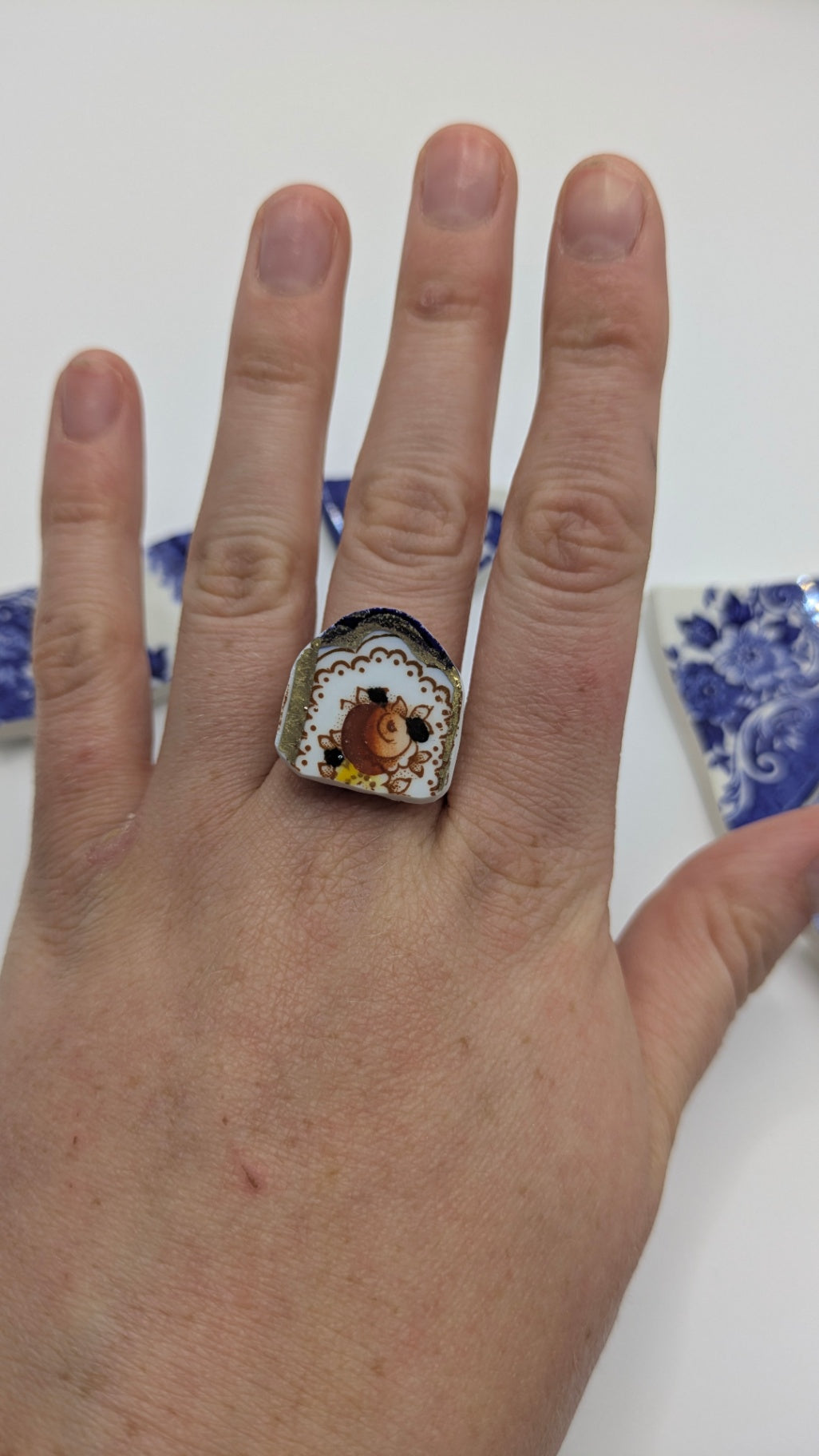 Adjustable Ring | Handmade from Vintage Plates 
