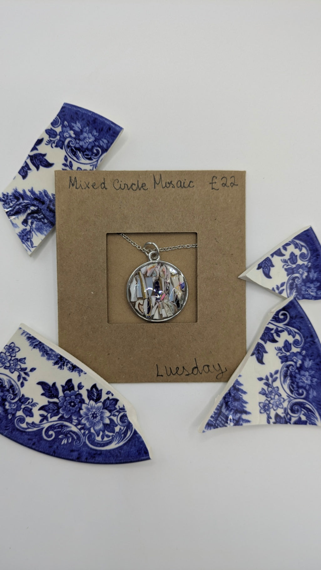 Mosaic Pendant Necklace| Handmade from Vintage Plates 