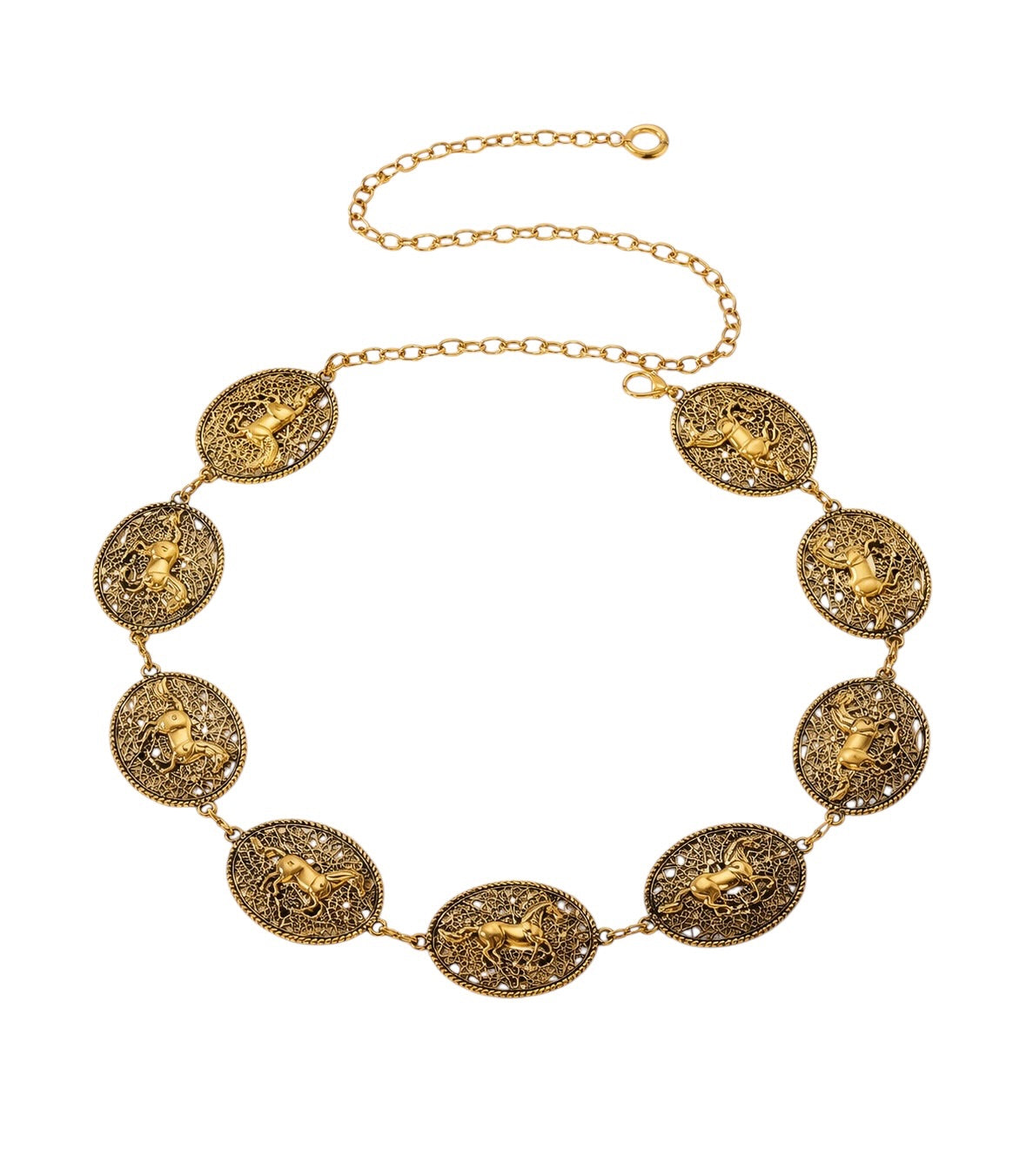 Gold Western Horse Chain Belt