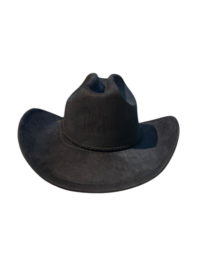 Black Suede Style Cowboy Hat Adjustable