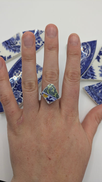 Adjustable Ring | Handmade from Vintage Plates 