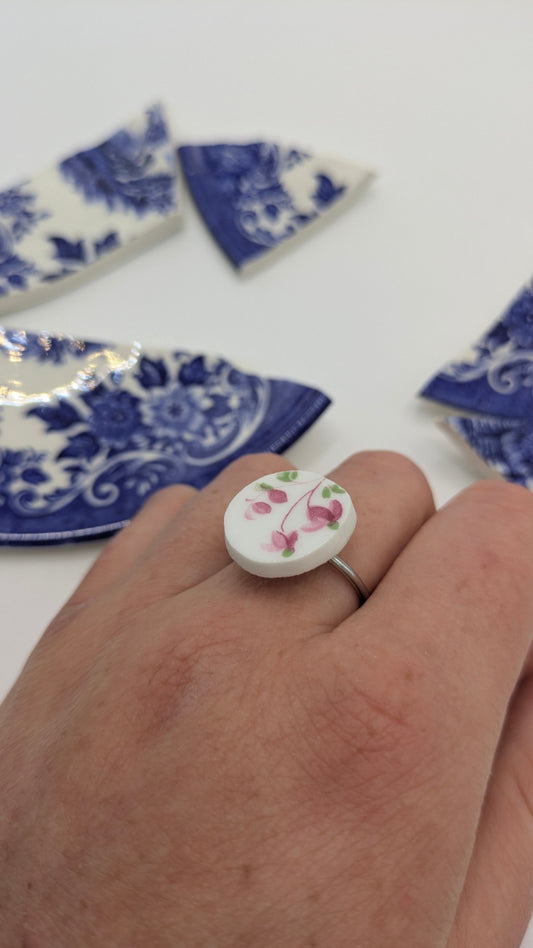Adjustable Ring | Handmade from Vintage Plates 