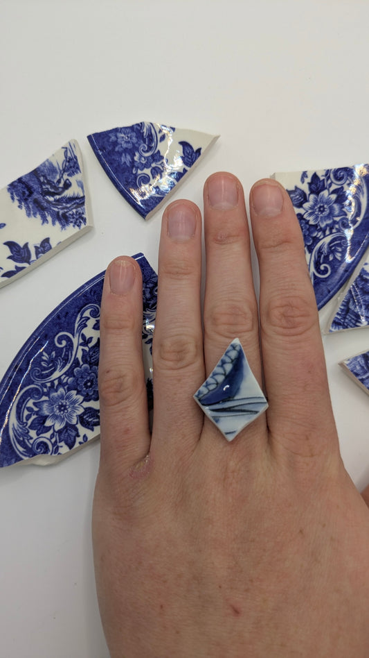 Adjustable Ring | Handmade from Vintage Plates 