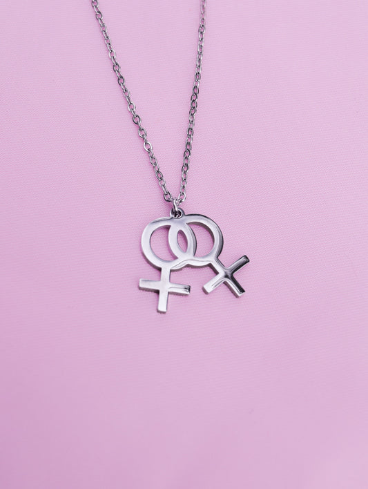 Double venus symbol necklace in 304 stainless steel 