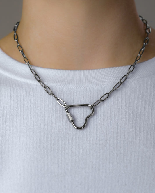 Heart carabiner necklace in 304 stainless steel