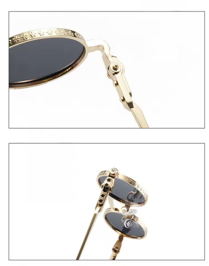 Astral Round Sunglasses Gold Grey