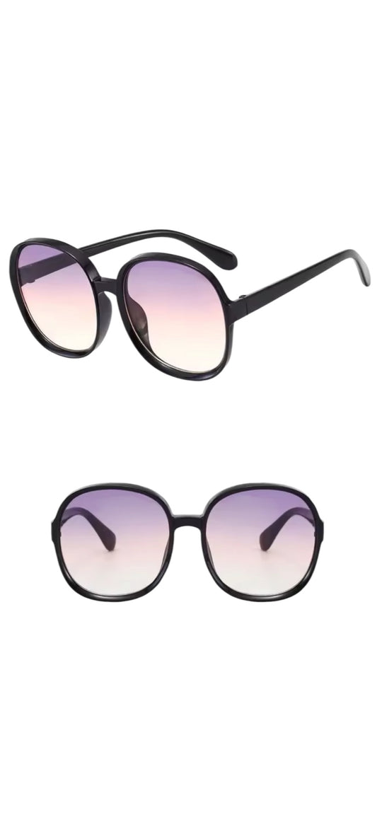 Boho Haze Round Sunglasses Black Purple